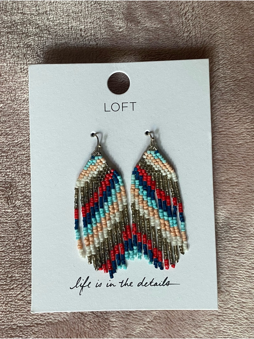 LOFT Beaded Fringe Earrings